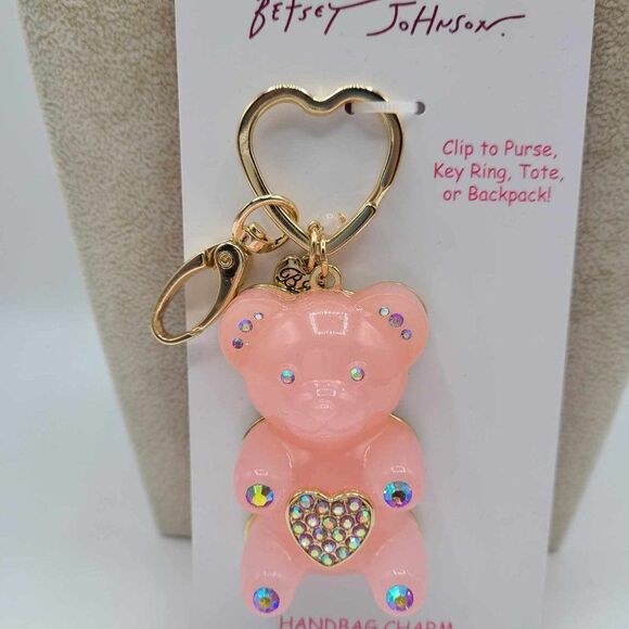 Betsey Johnson Pink Bear Key Ring Handbag Charm NWT!  NEW! - Picture 8 of 8